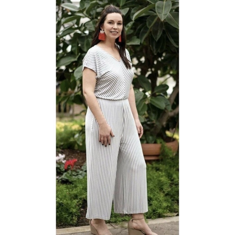 Matilda Jane White and Black Striped Jumpsuit